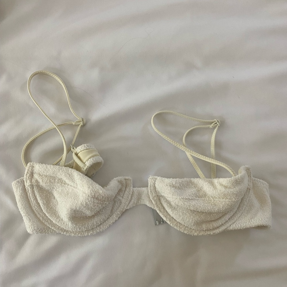 Triangl Bikini Top | White terry cloth underwire Triangl bikini top